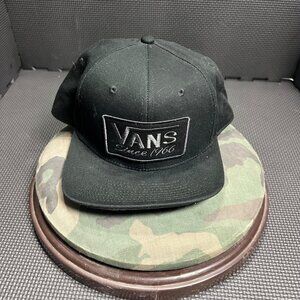 Vans Black Snapback Hat With Embroidered Logo "Since 1966" Adjustable Fit